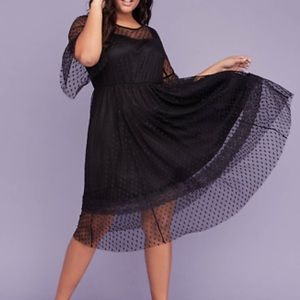 Woman’s Black Polkadot Mesh Dress